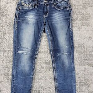 Rock Revival Light Blue Distressed Skinny Jeans linette style